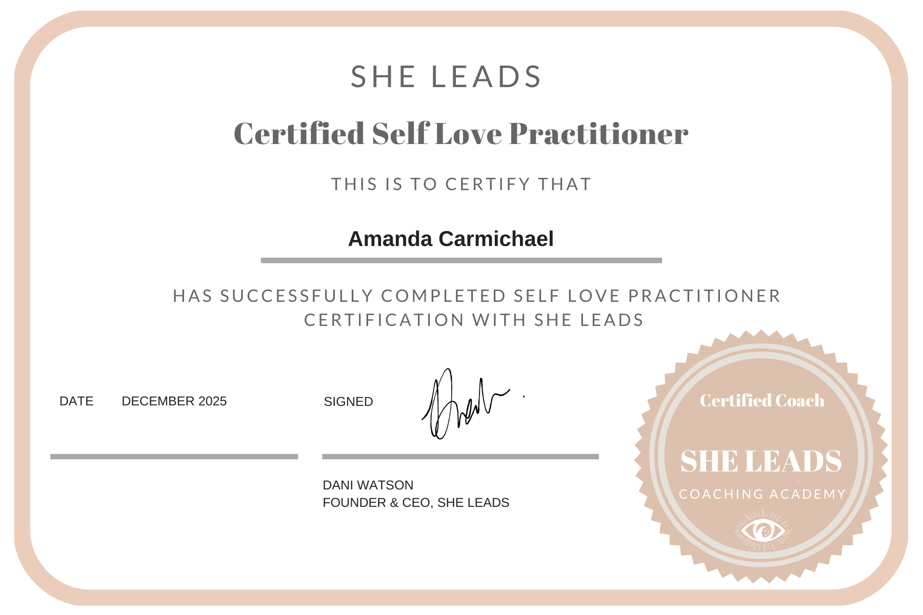 Self Love Practitioner credential