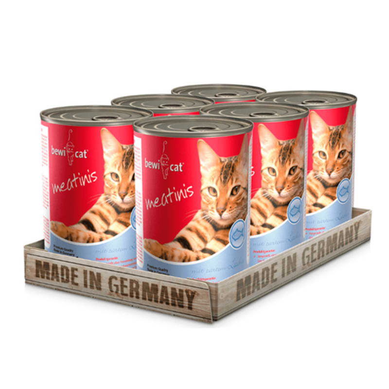 DISPLAY LATA BEWI CAT MEATINIS&SALMON 6X400GR