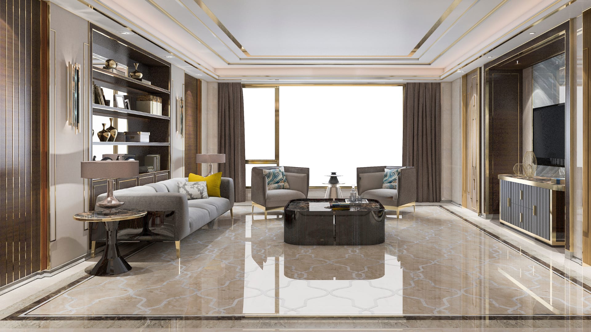 Lantai Marmer Mewah Mengkilap