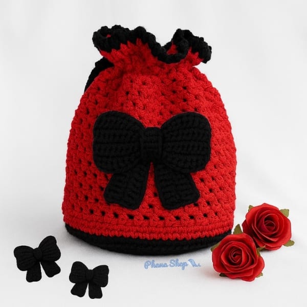 Rajutan pouch model pita