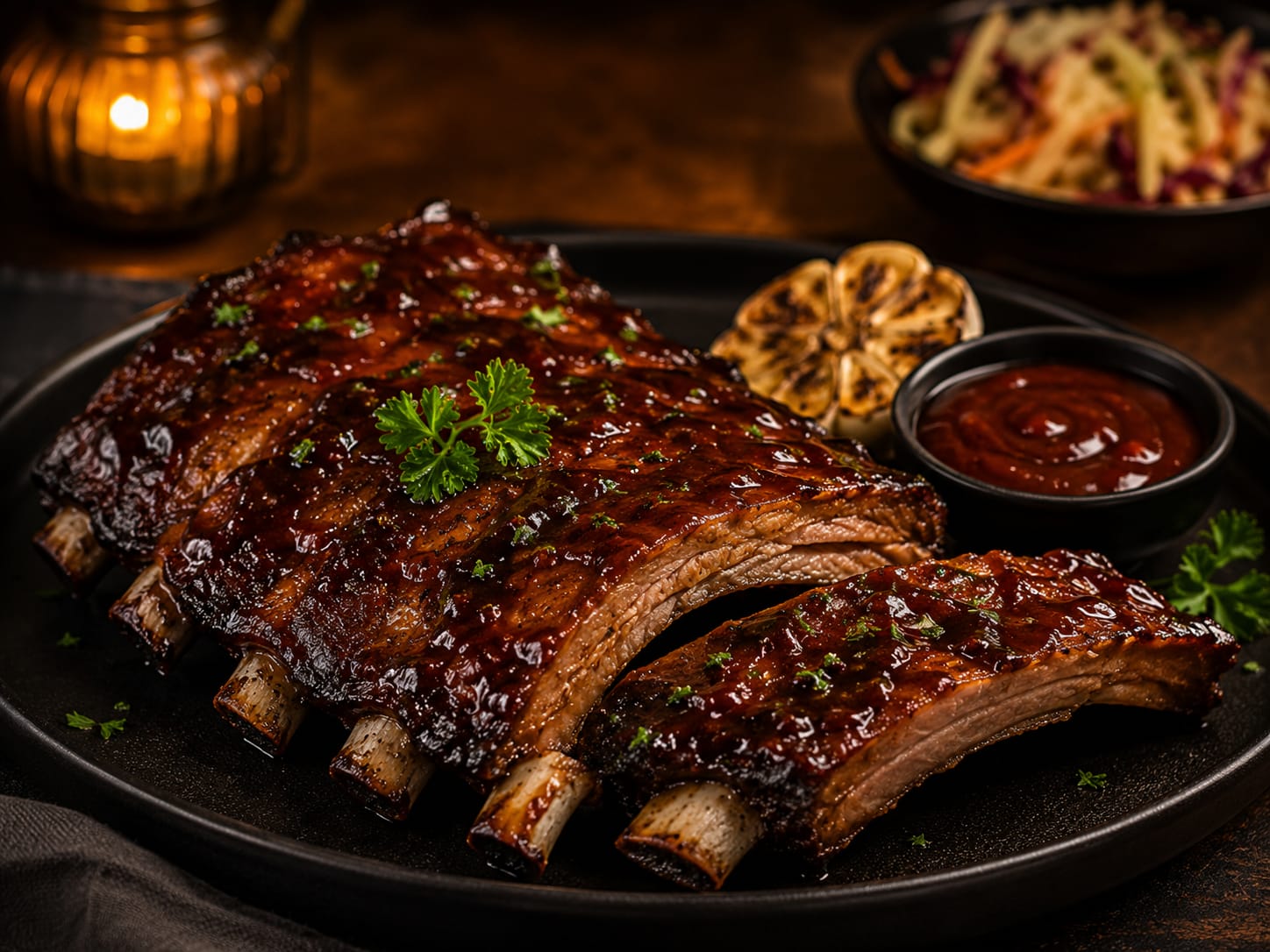 Costillas de cerdo en salsa barbacoa
