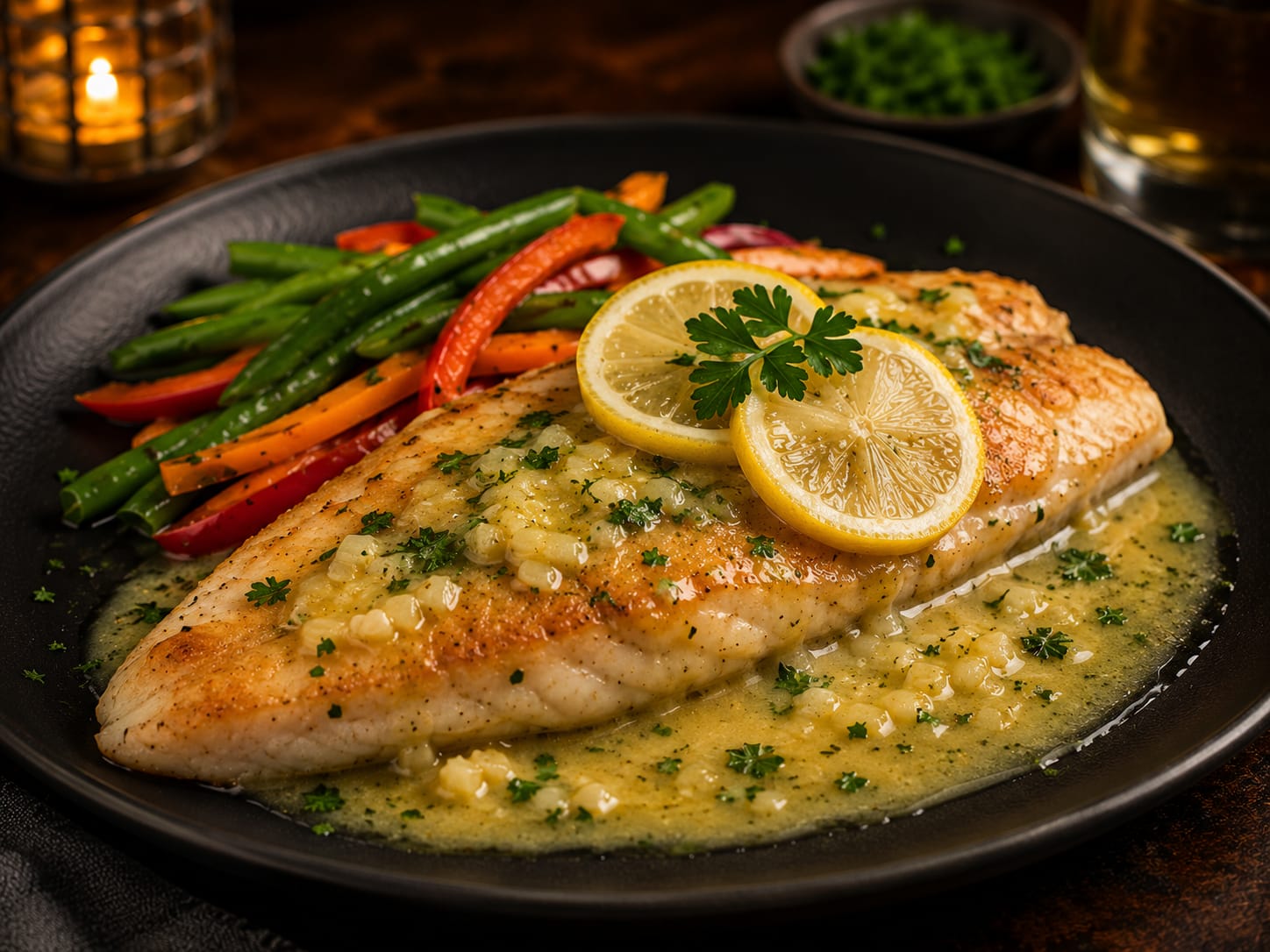 Filete de pescado en salsa cremosa de limón