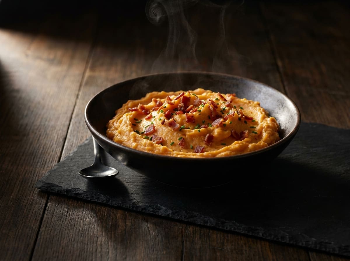 Puré de boniato con bacon