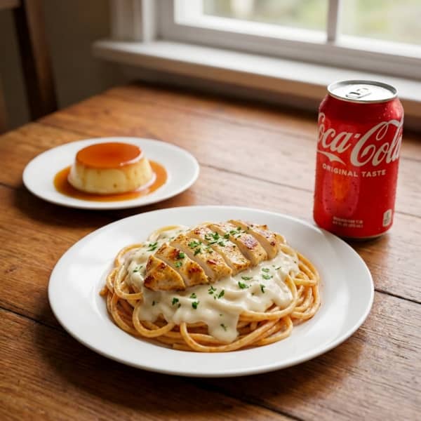 Spaghetti Alfredo con Pollo