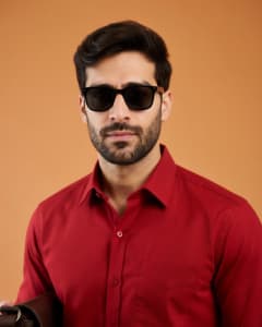Classic Textured Long-Sleeve Button-Up Shirt view 1