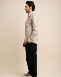 Watercolor Floral Long-Sleeve Button-Up view 3