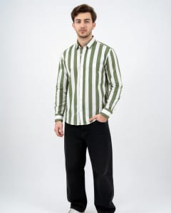 Broad Stripe Long-Sleeve Button-Up view 3