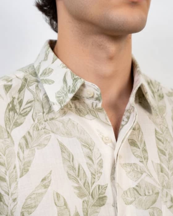 Leaf Print Long-Sleeve Button-Up view 2