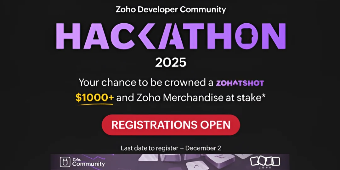 Zoho Developer Community Hackathon 2025 poster