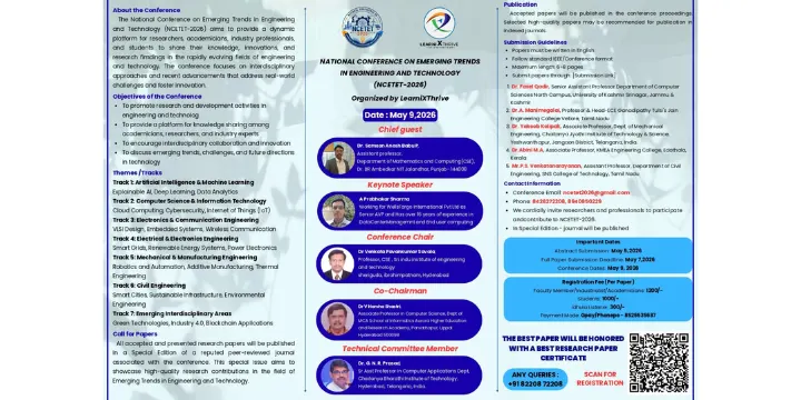 National Conference on Emerging Trends in Engineering and Technology (NCETET-2026) poster