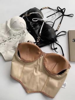 Imported Leather & Lycra Stretch Top - B325 3