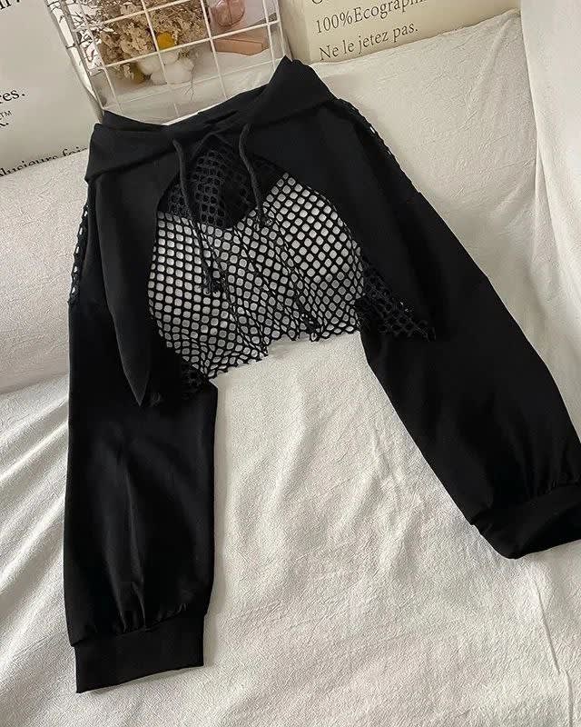 Oversized Half-Hoodie Cotton Top