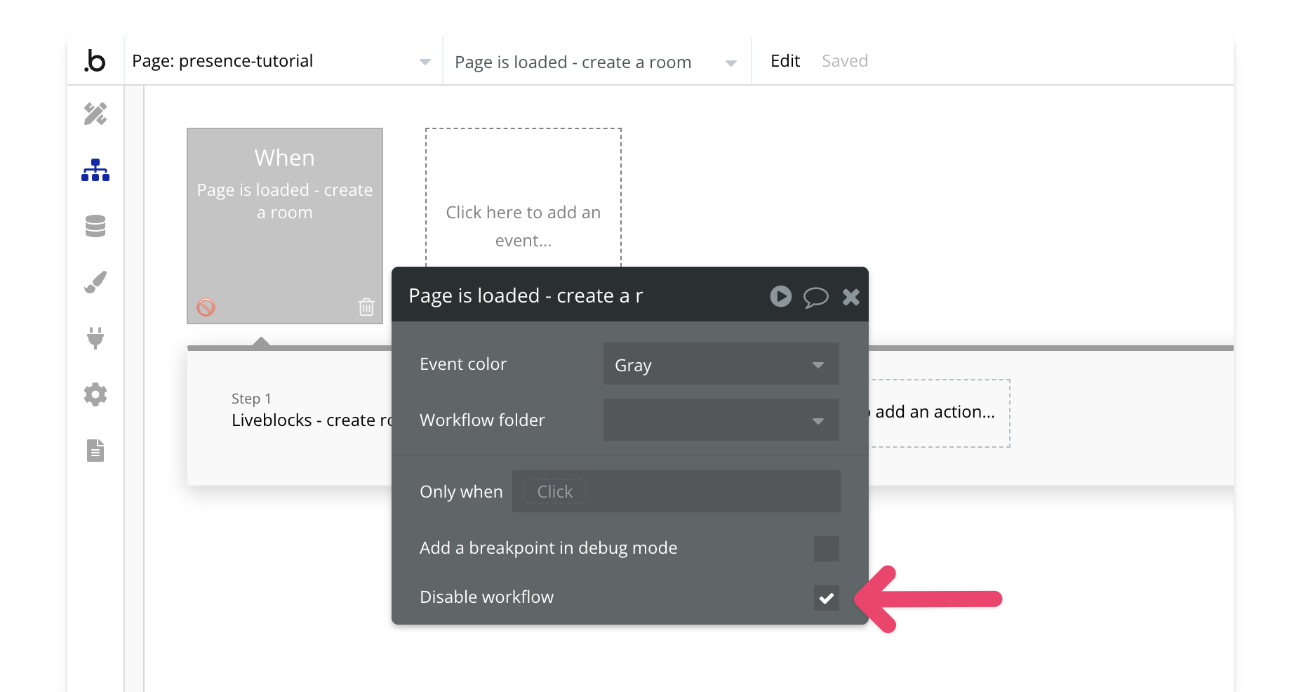 Disable on page load workflow