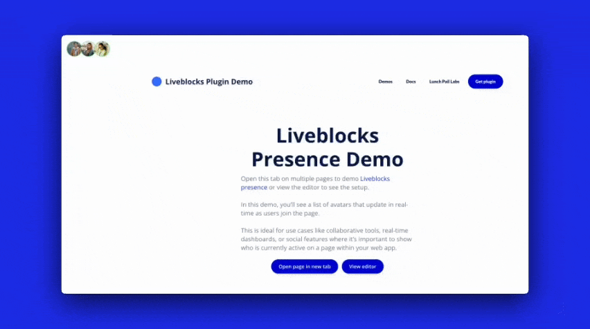 Live demo of presence