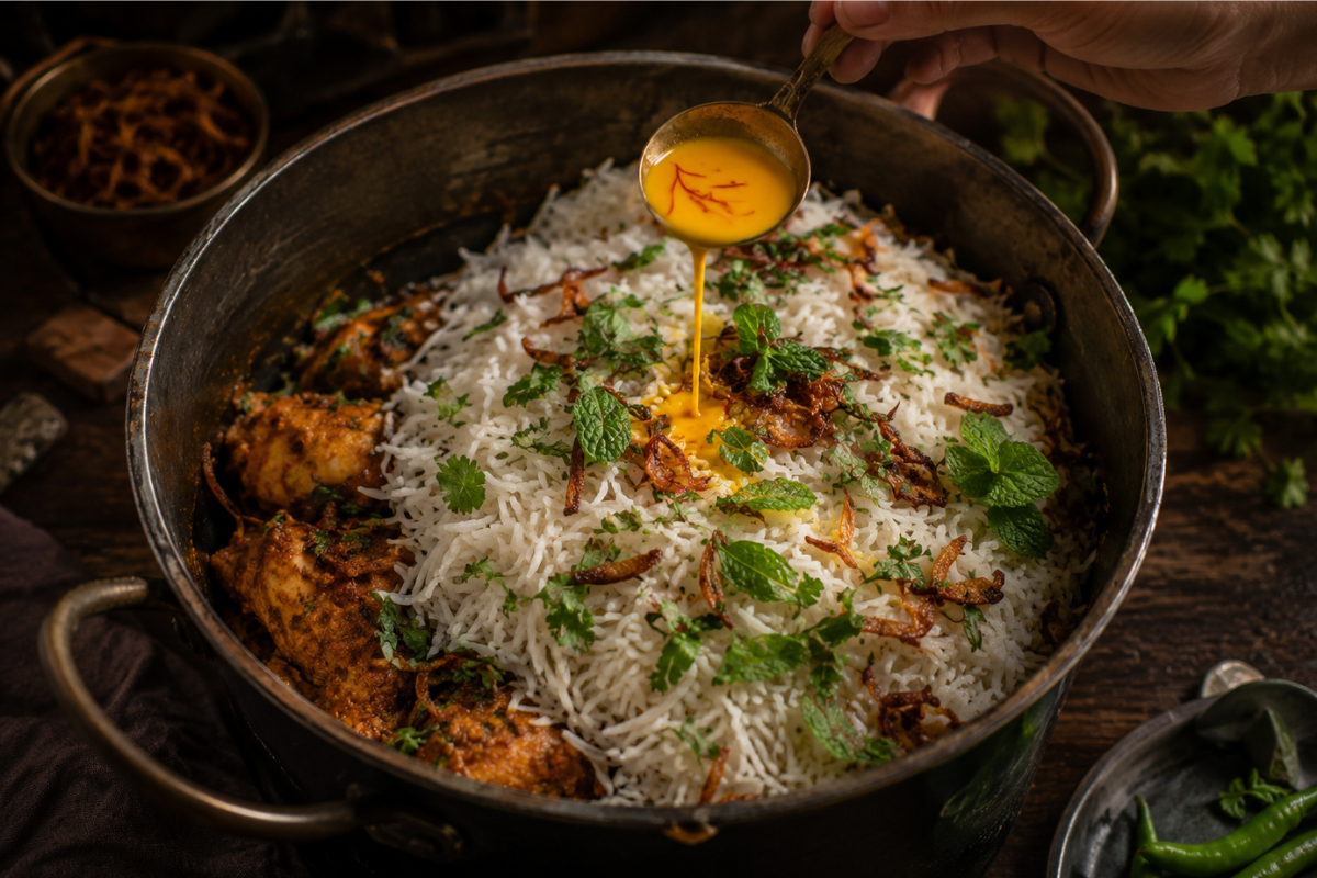 Perfectly cooked restaurant style chicken biryani with Anagh Masala