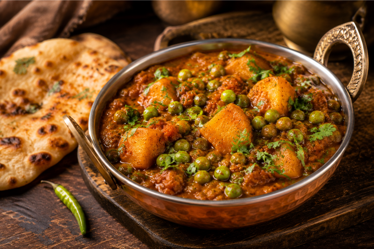 Dhaba style aloo matar made with Anagh Sabzi Masala