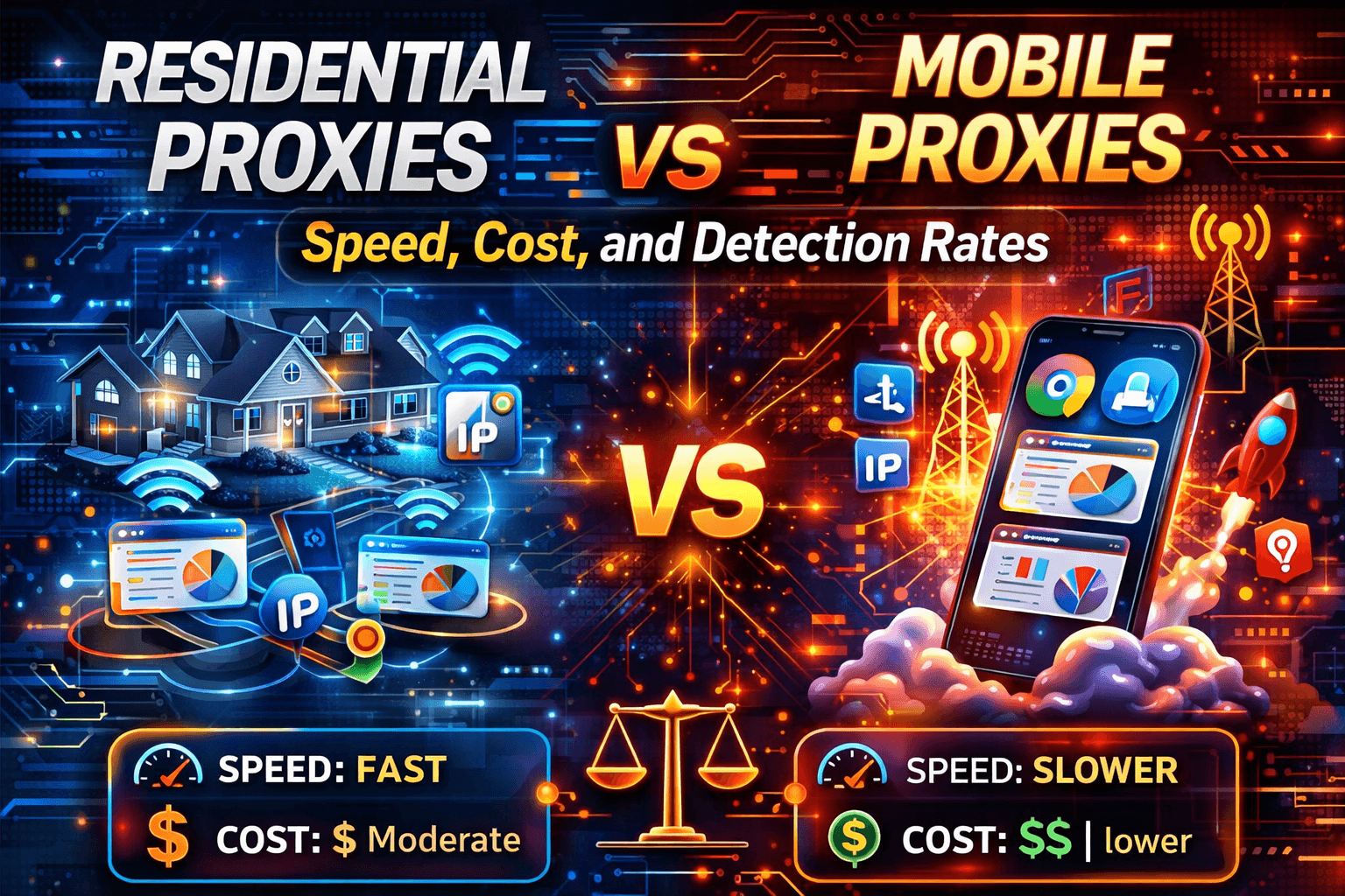 Residential Proxies vs Mobile Proxies: Speed, Cost, and Detection Rates