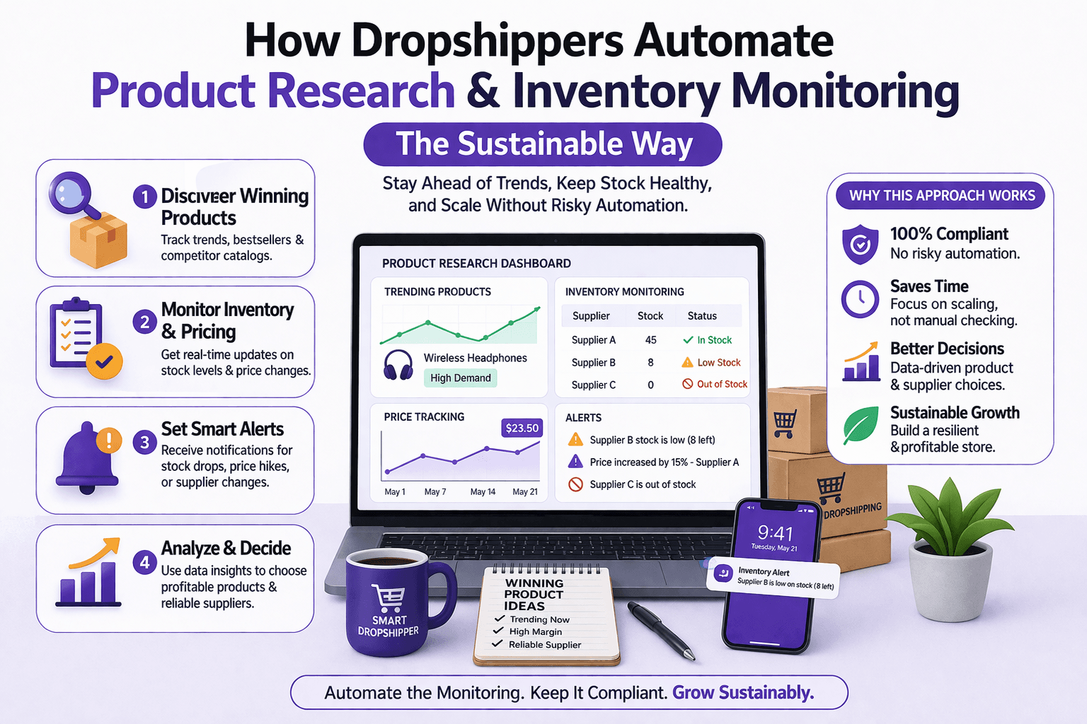 How Dropshippers Automate Product Research & Inventory Monitoring (The Sustainable Way)