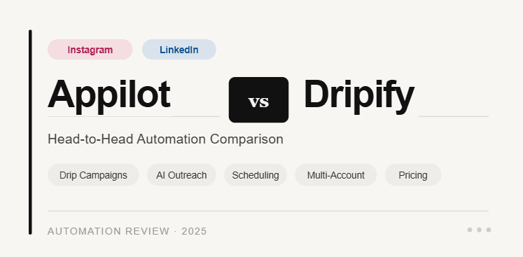 Appilot vs Dripify: Instagram & LinkedIn Automation Head-to-Head
