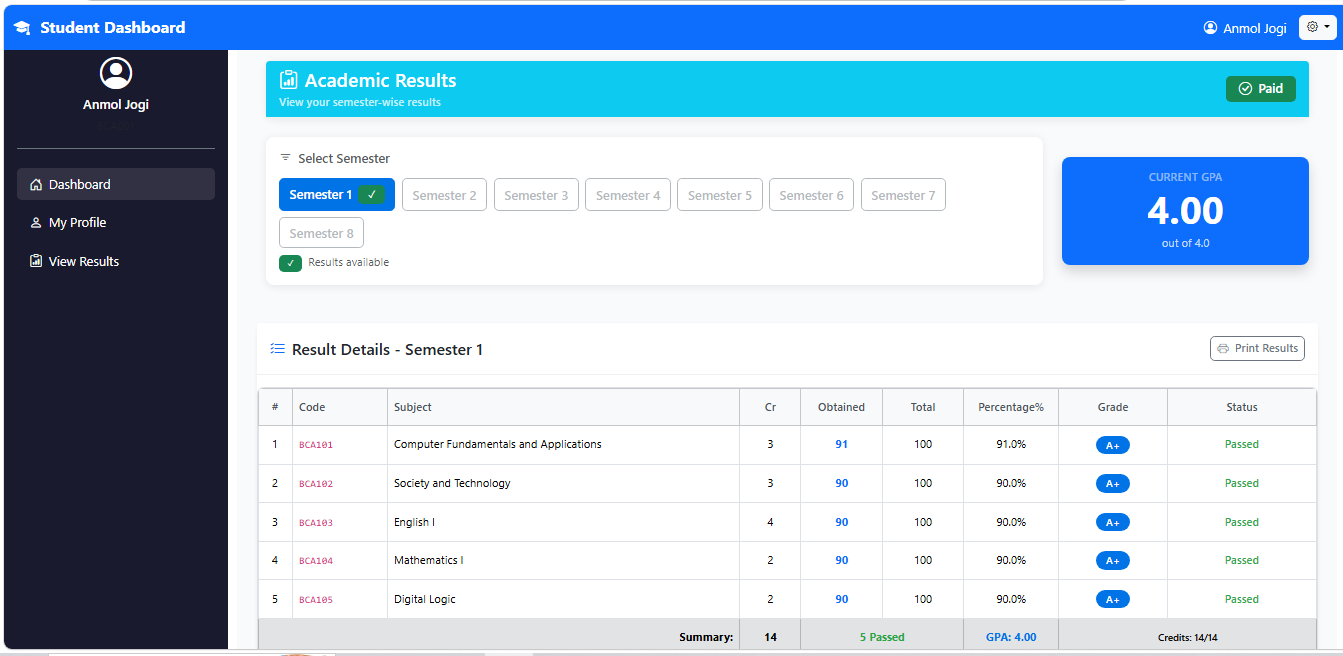 Student Result Analytics – screenshot 3