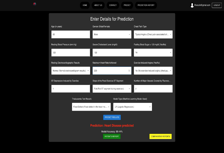 COMPARATIVE ANALYSIS OF LOGISTIC REGRESSION, SUPPORT VECTOR MACHINE AND RANDOM FOREST ALGORITHMS FOR HEART DISEASE PREDICTION – screenshot 1