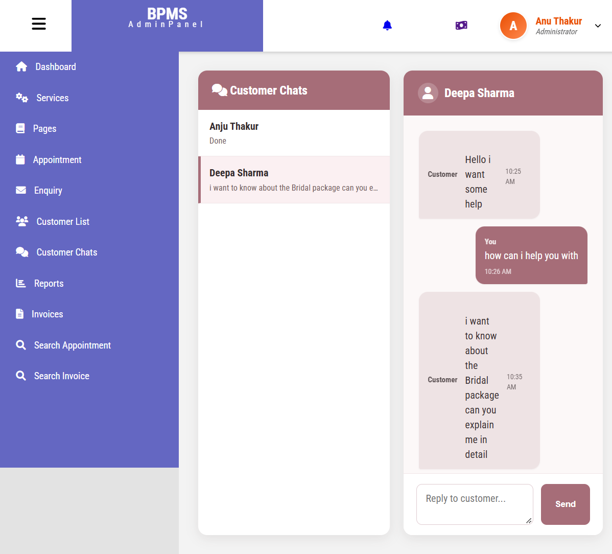Beauty Parlour Management System (BPMS) – screenshot 4