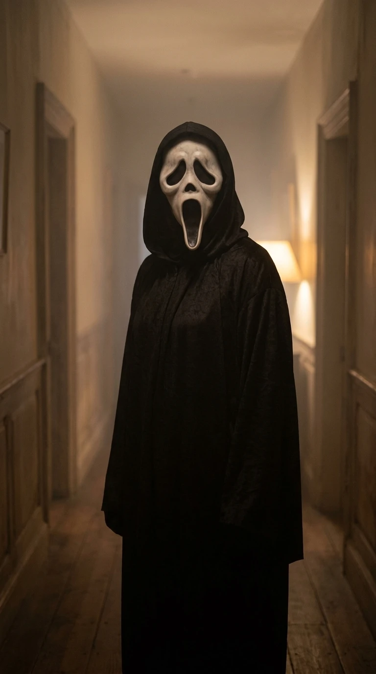 Actual output: Ghostface-inspired costume portrait