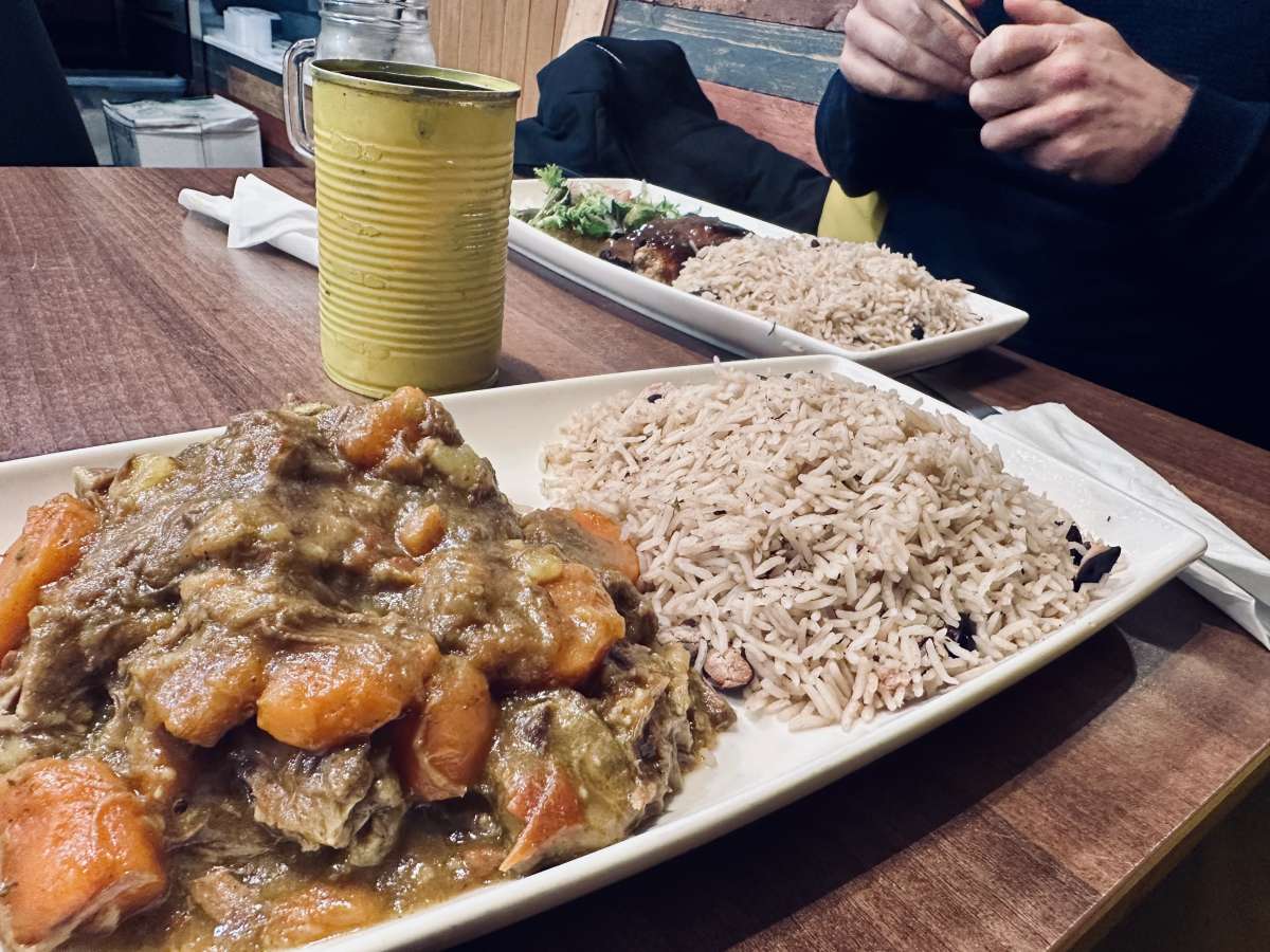 Goat curry served at Mama Rita's Caribbean Kitchen in Plymouth, United Kingdom