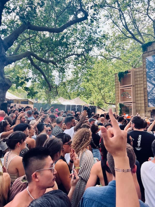 Crowds immersed in the jubilant atmosphere at Anjunadeep, an electronic music festival celebrated in Gay London.