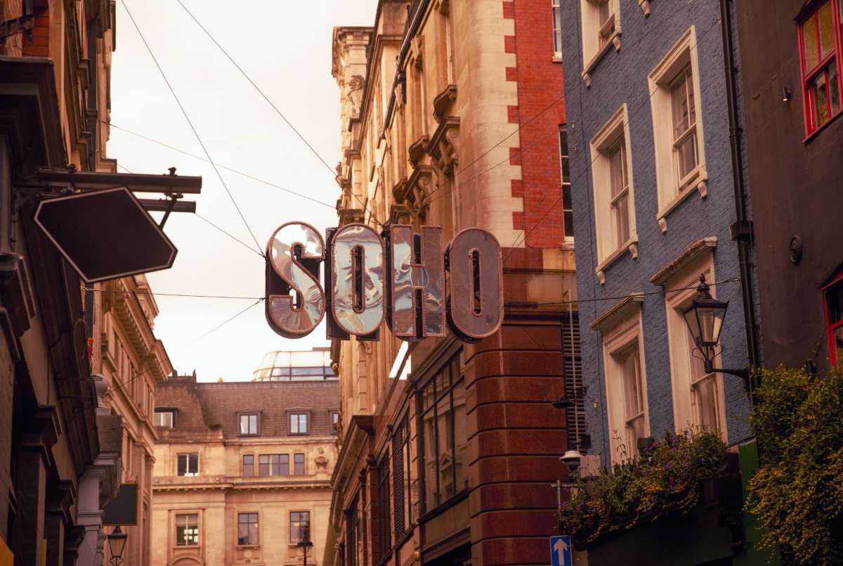 The famous SOHO sign in London, a symbol of the bustling nightlife and cultural hub that is an integral part of Gay London.