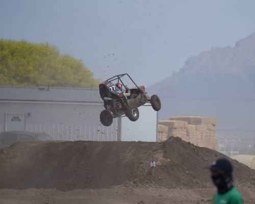 The Baja Car doing a massive jump