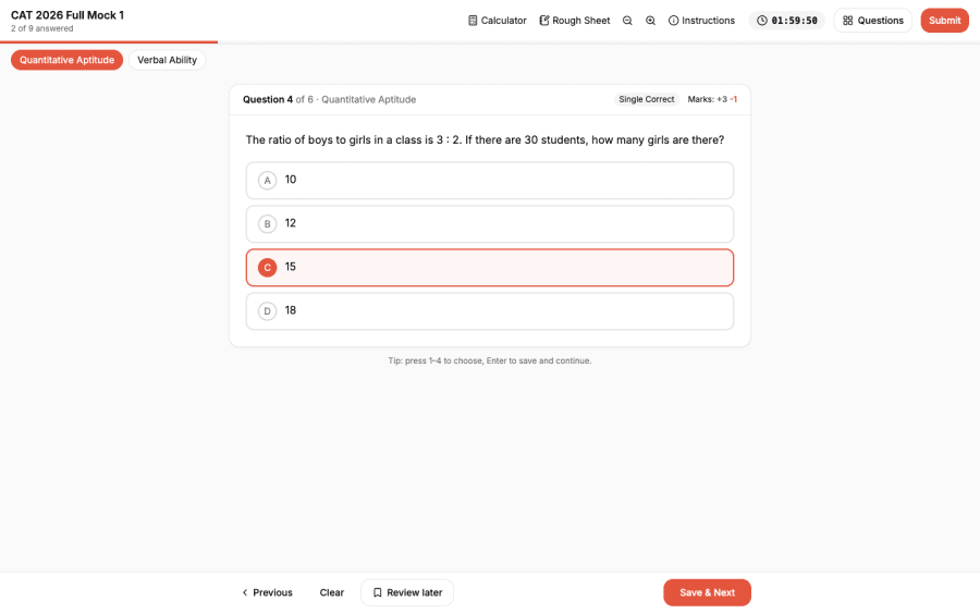 Modern mock test layout