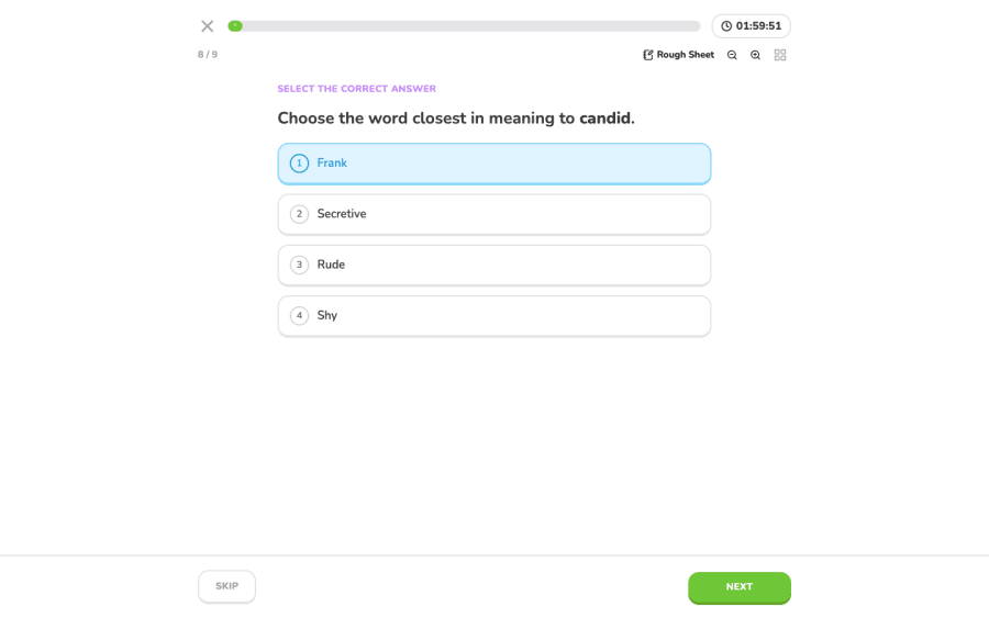 Language Test mock test layout