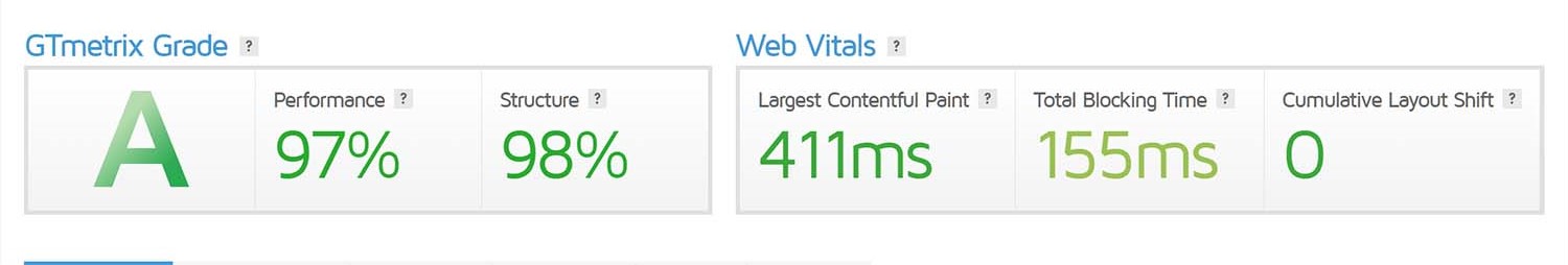 FastComet GTmetrix speed test screenshot showing fast load time