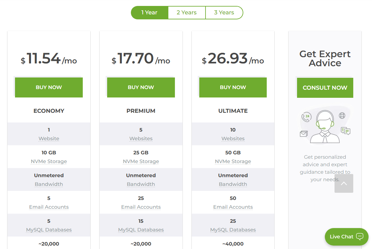 CrazyDomains pricing plans - Economy, Premium, ULTIMATE with Australian features