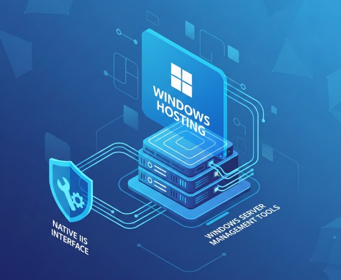 Windows Hosting Control Panel and IIS Interface with Plesk dashboard