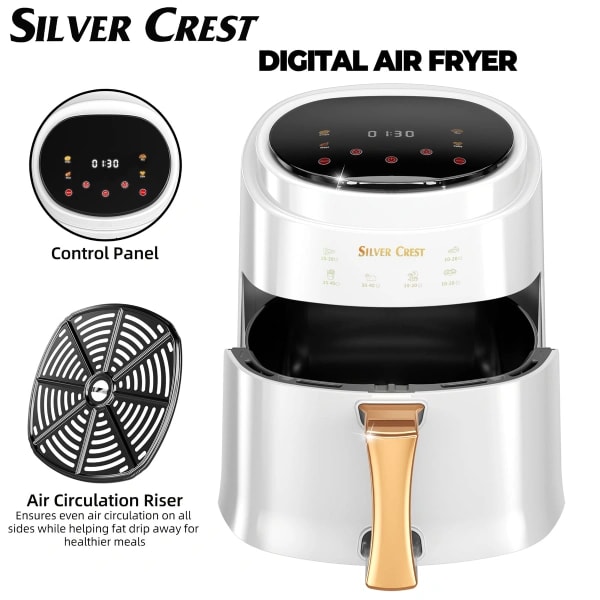 Friteuse Sans Huile Silver Crest 8L – Air Fryer Compacte & Économique (2400W)