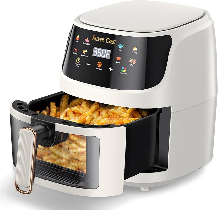 Friteuse Sans Huile Silver Crest 8L – Écran Digital & Cuisson Visible (2400W)