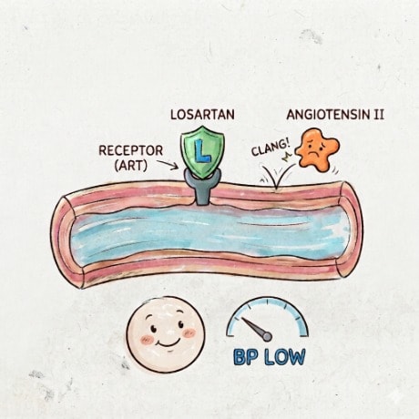 Losartan pharmacology mnemonic illustration