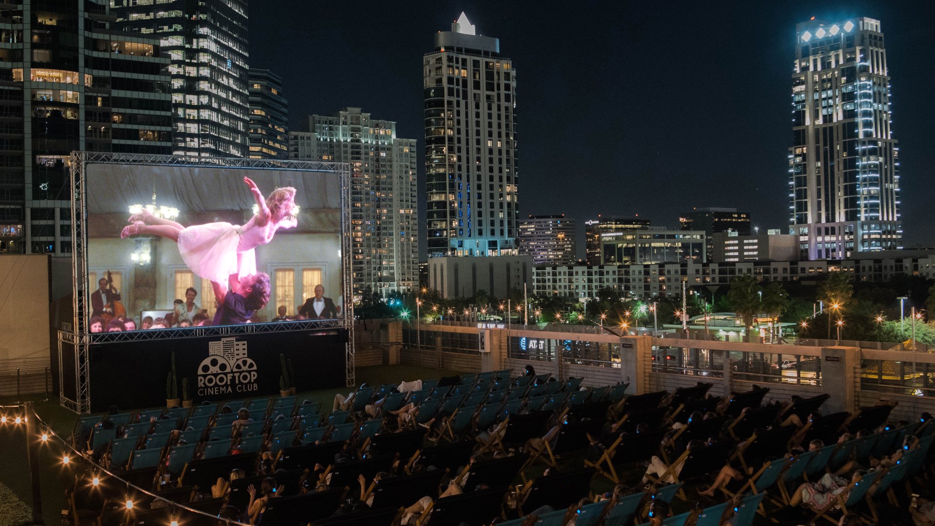 Rooftop Cinema Club Houston — outdoor cinema at Blvd Place in Uptown Houston