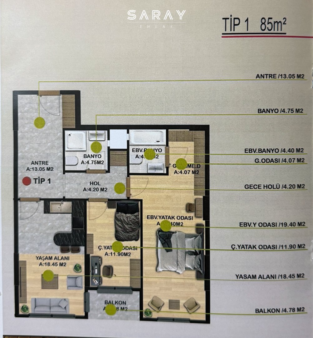 Erkilet Camikebir’de Satılık 2.5+1 Sıfır Lüks Daire | Çift Banyolu | Saray Emlak - 20