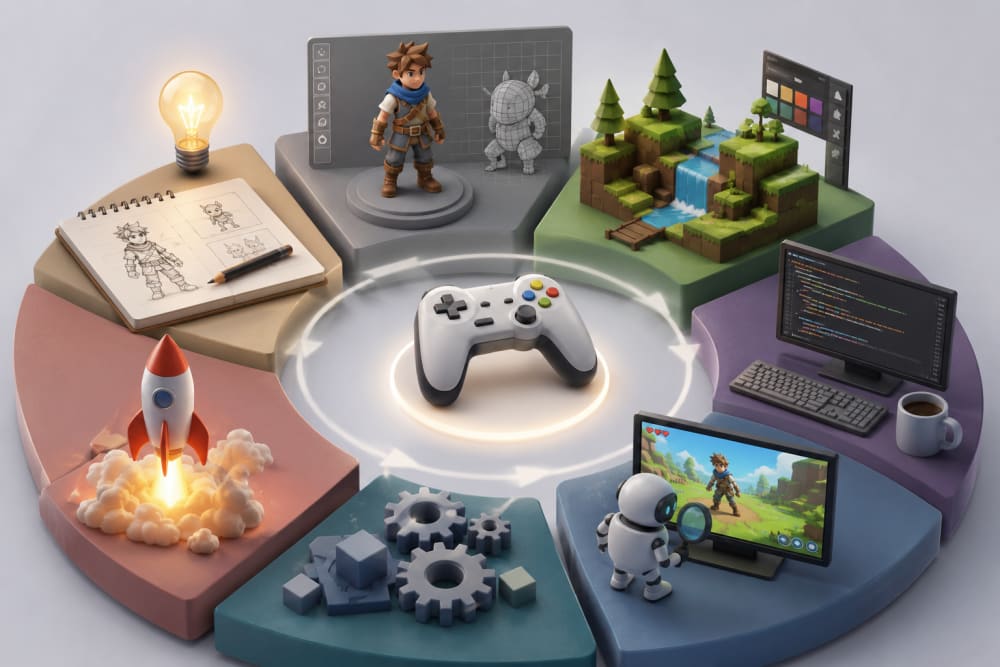 Ilustración sobre Etapas en la creación de un Videojuego — ¿Qué es el Diseño de Videojuegos? ¡Estas son sus diferentes funciones!