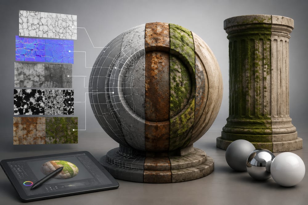 Ilustración sobre Técnicas de texturizado 3D — Cómo texturizar con Adobe Substance