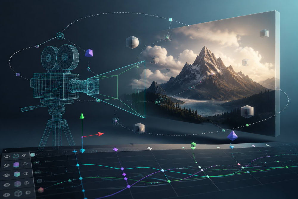 Ilustración sobre Animar cámaras 3D en After Effects paso a paso — ¡Aprende a animar cámaras 3D en After Effects y dale vida a tus proyectos de Motion Graphics!