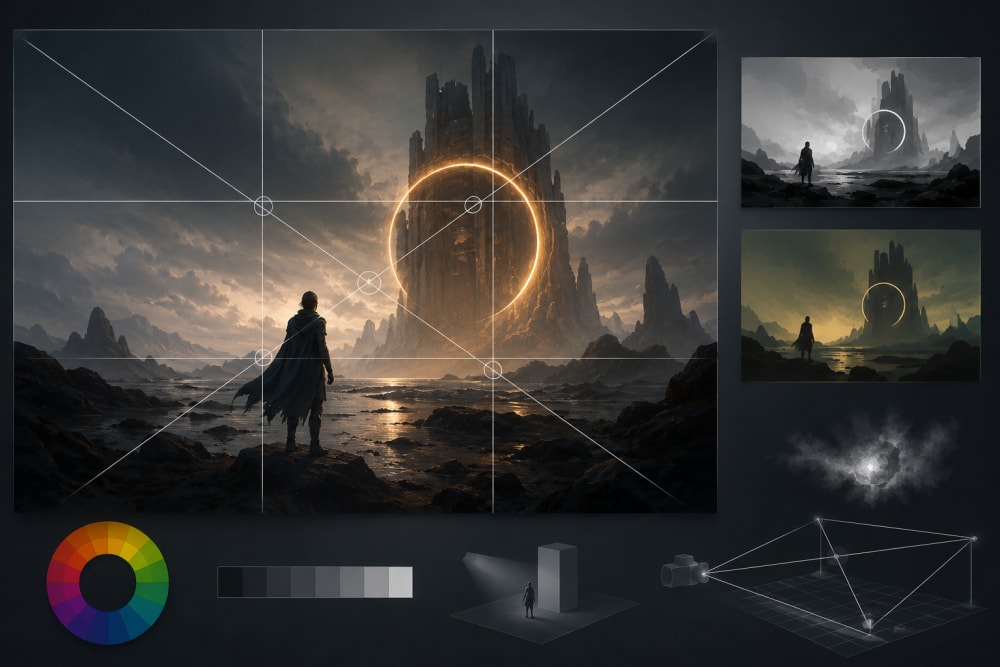Ilustración sobre 2. Principios esenciales de la composición visual — ¿Qué es la composición visual y por qué es clave en el diseño gráfico?