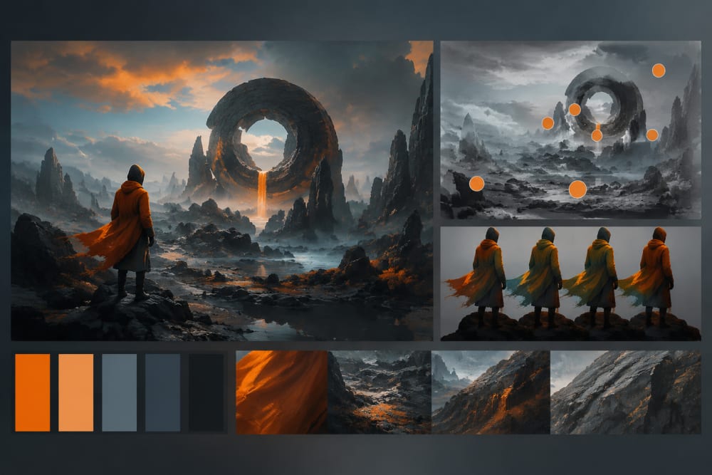 Ilustración sobre 4. Color y repetición en la composición — ¿Qué es la composición visual y por qué es clave en el diseño gráfico?