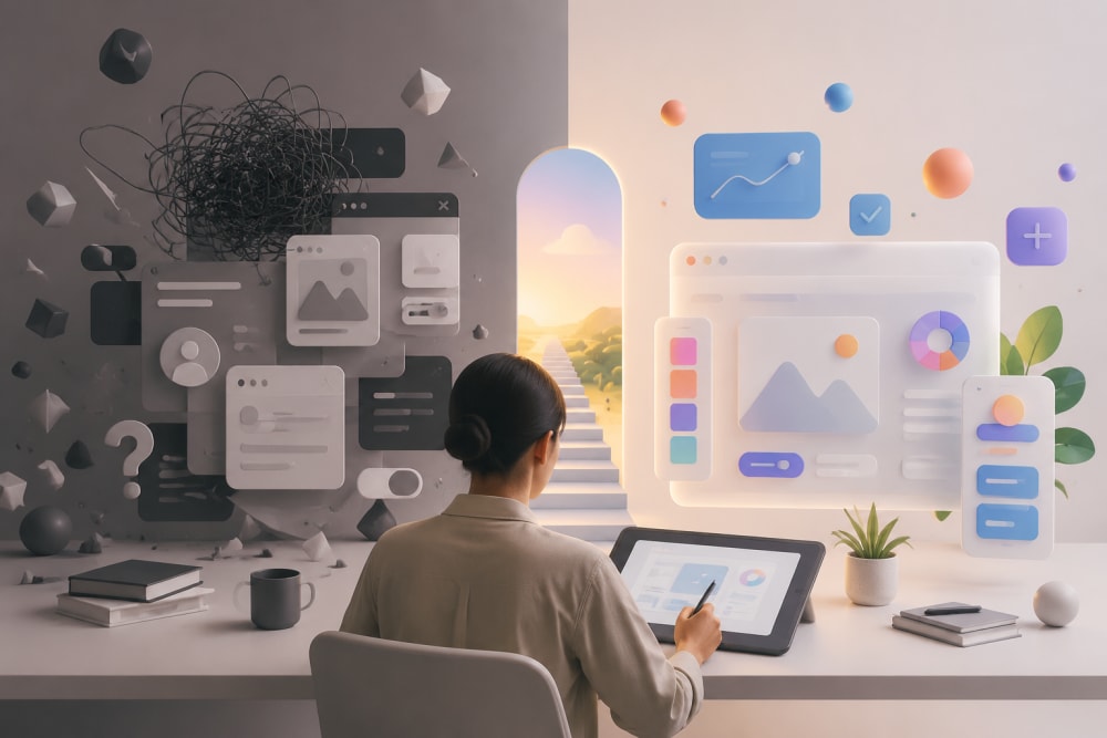 Ilustración sobre 4. Desafíos y oportunidades para diseñadores de interfaces de usuario — Diseño de interfaces en 2025: lo que nadie te cuenta sobre lo adaptativo