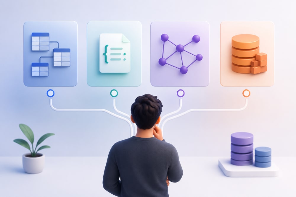 Ilustración sobre 4. Cómo elegir el tipo de base de datos adecuado — Bases de datos: qué son, tipos y funciones en desarrollo web