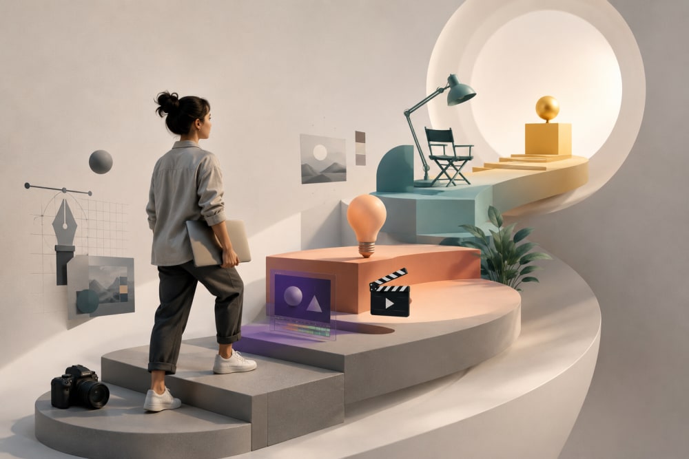 Ilustración sobre 4. El Camino Hacia la Dirección de Arte — Trazos talks: De Diseñador Gráfico a Director de Arte. Claves y Reflexiones de la Industria