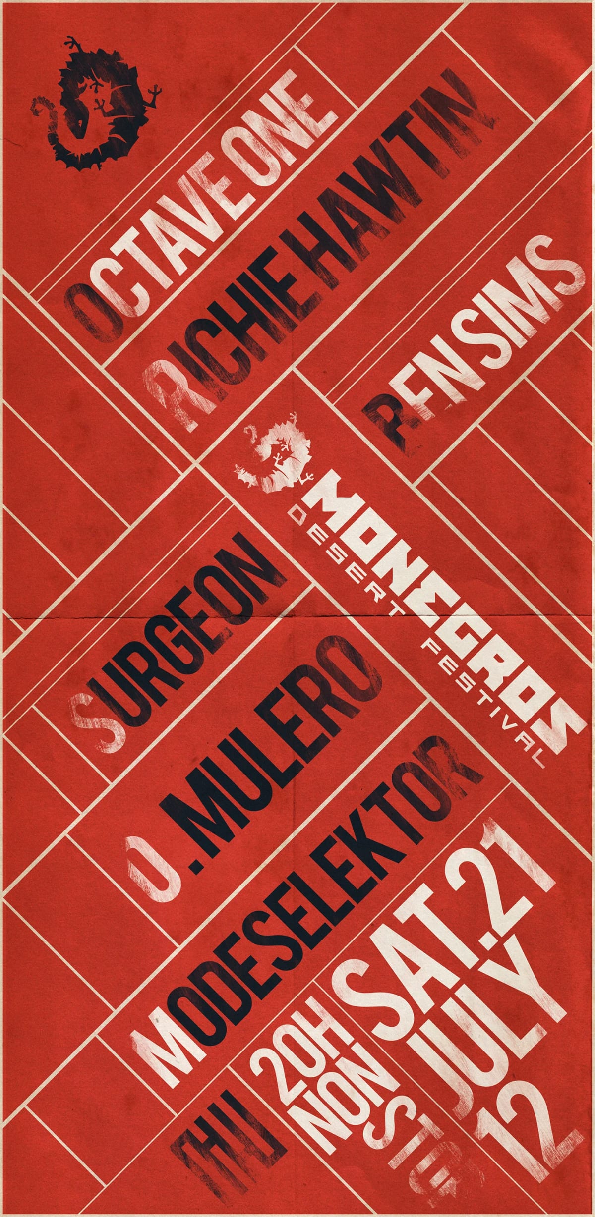 Cartel tipográfico del Monegros Desert Festival, de Andrés Hernández, profesor de Diseño Gráfico en TRAZOS
